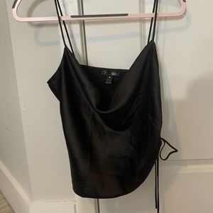 BLACK GOING OUT TOP, AQUA CINCHED SIDE